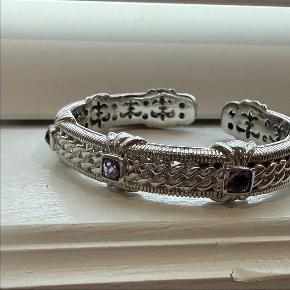Judith Ripka Silver Bracelet with Purple Accents